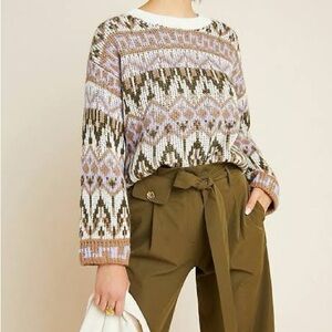 Anthropologie Fabriana Sweater, Fair Isle Style, Size XS